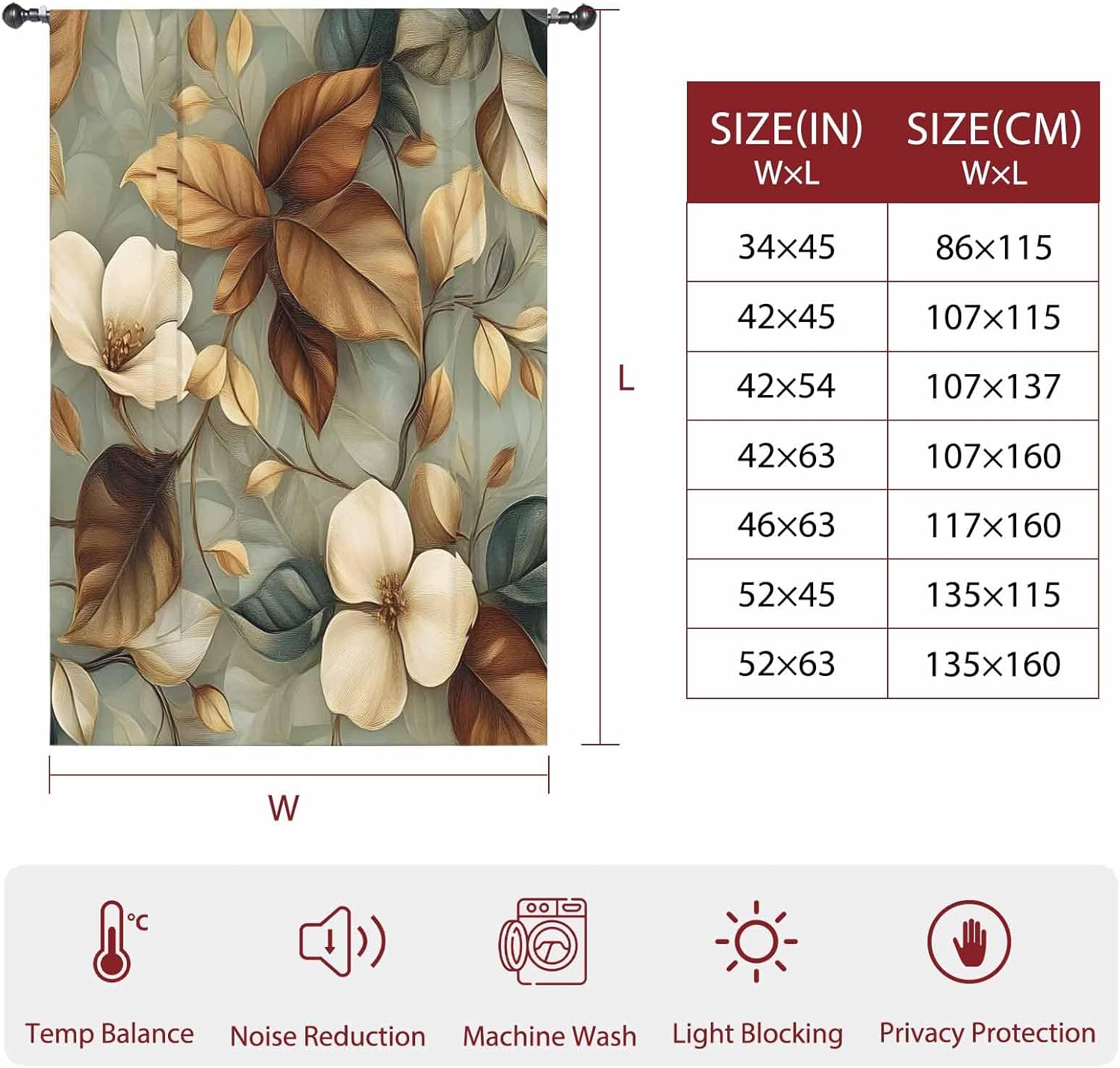 Boho Vintage Flower Tie Up Curtains for Windows 45 Inch Length Balloon Curtains Kitchen Adjustable Balloon Window Shade Farmhouse Botanical Floral Leaf Tie Up Valance Bathroom Curtain Window 34"x45"