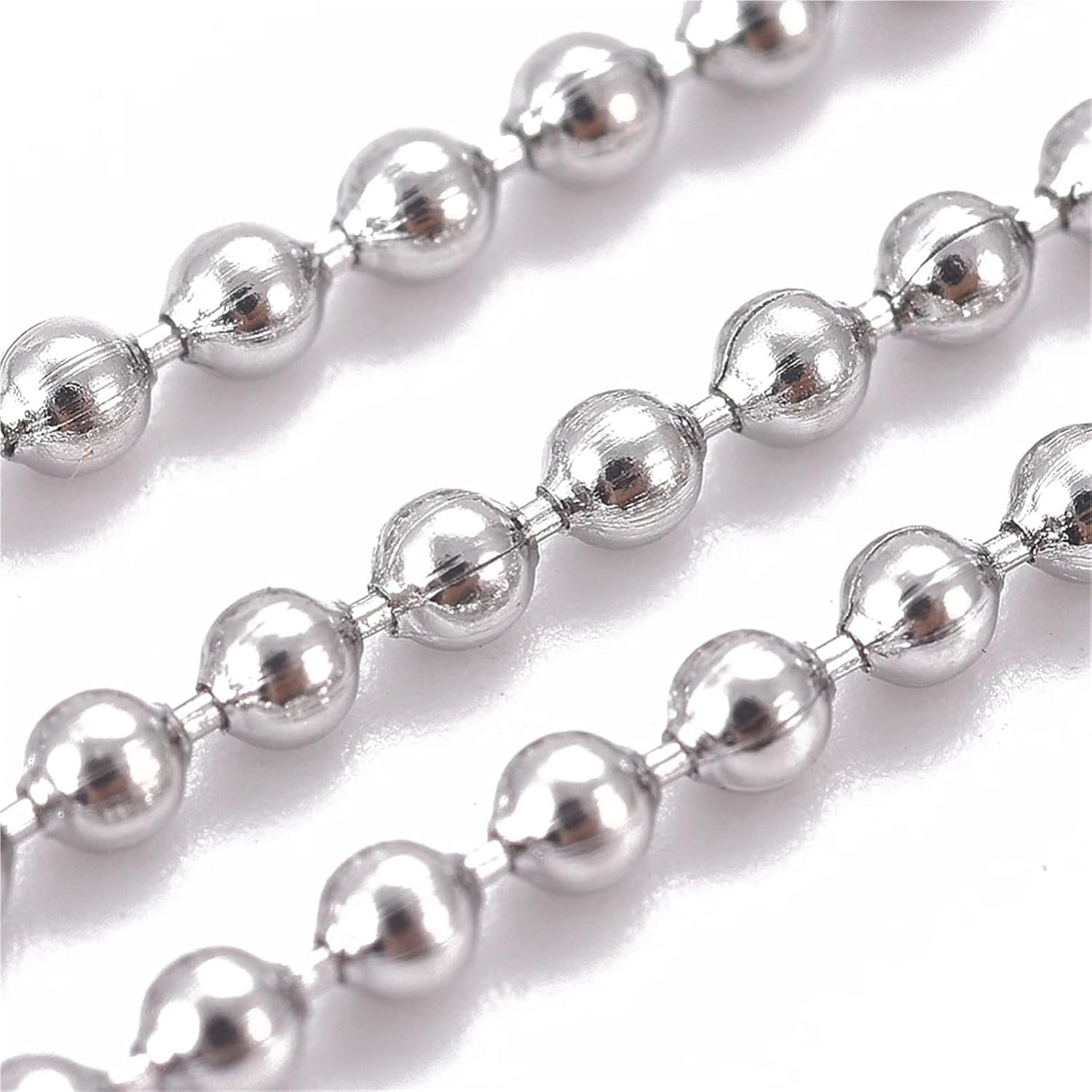 Ball chain, 2Roll 10m 304 Stainless Steel Ball Chains, 1.5mm 2mm 2. 3mm with Spool, Soldered for DIY Jewelry Making for Tag Chain(Golden,1.5mm)