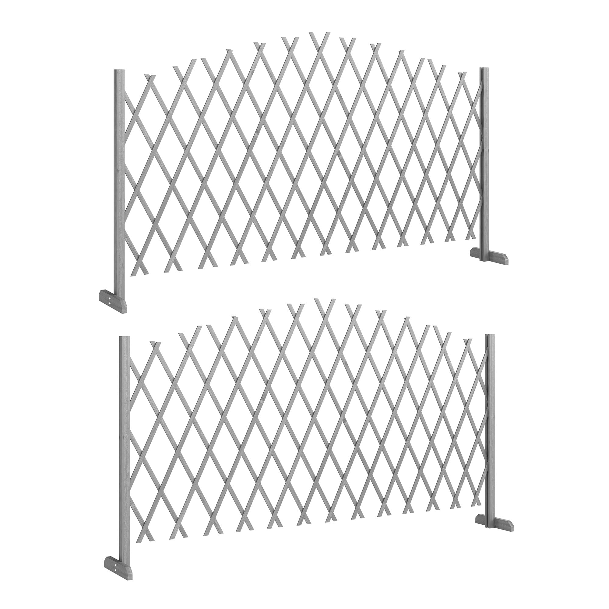 Outsunny Wooden Expanding Fence Panels, 180 X 30 X 103Cm, Dark Grey