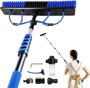 Upgrade Solar Panel Cleaning Kit, 20FT Extension Pole Solar Panel Cleaning Brush, Water Fed Pole Brush with Soap Dispenser, Fit for Solar Panels, Snow Removal, Window etc ,