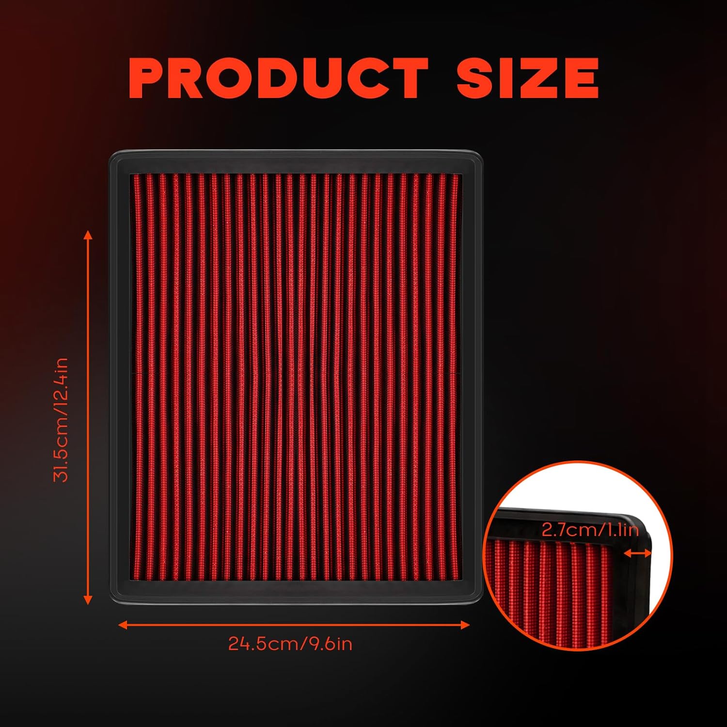 High-Flow Washable Lifetime Engine Air Filter for Increased Power & Towing, Compatible with 1999-2020 Chevy/GMC/Cadillac Trucks & SUVs Including Silverado, Sierra, Tahoe, Suburban, Yukon, Escalade