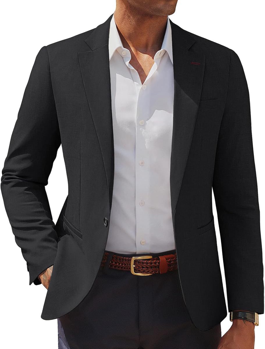 PJ PAUL JONES Men's Casual Blazer Lightweight Sport Coats Slim Suit Jacket | One Button Blazer, Notched Lapel, Breathable, Machine Wash, Lightweight Suit Jacket, Casual Daily Business Dating