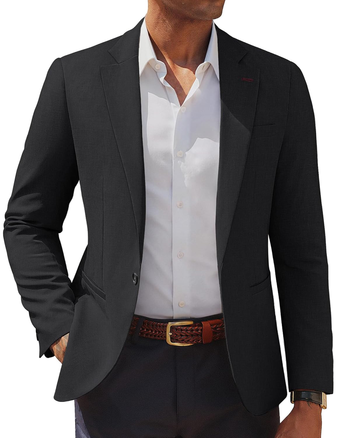 PJ PAUL JONES Mens Casual Blazer One Button Lightweight Sport Coats Solid Notched Lapel Suit Jackets