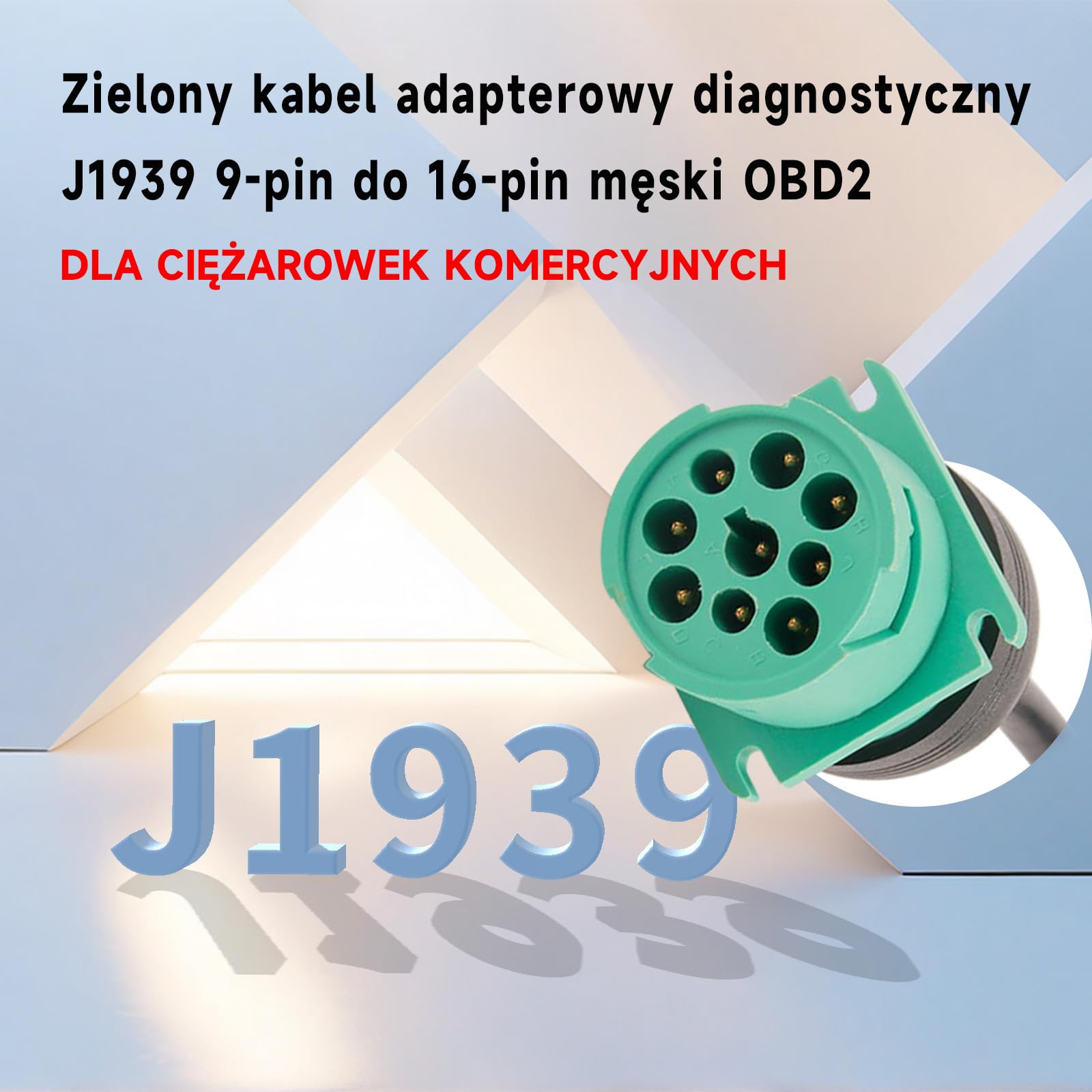 Przewód adapterowy OBD2 do J1939 Typ Zielony 2 (16-pinowe męskie na 9-pinowe żeńskie) do ciężarówek i pojazdów użytkowych z 9 pinowym do 16 pinowego złączem diagnostycznym OBD do ciężarówek