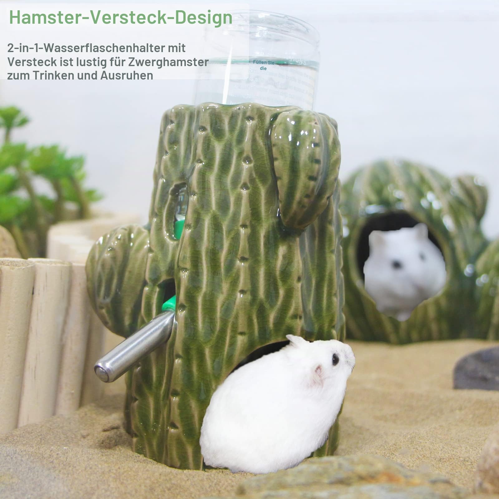 Hamster Wasserflasche Mit Ständer, 2-in-1 Verstellbare Hamster Trinkflasche, 80 ml, Meerschweinchen Trinkflasche für Glastank. Kein Tropfen, Kaufest. Mäuse, Ratten