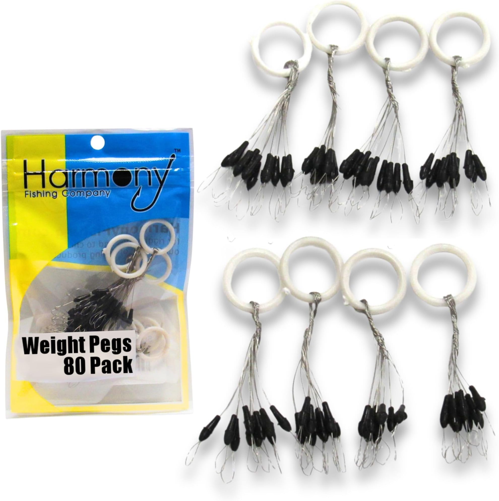 Harmony Fishing - Weight Pegs for Lead or Tungsten Worm/Flipping Weights (8 Pack = 80 Pegs)