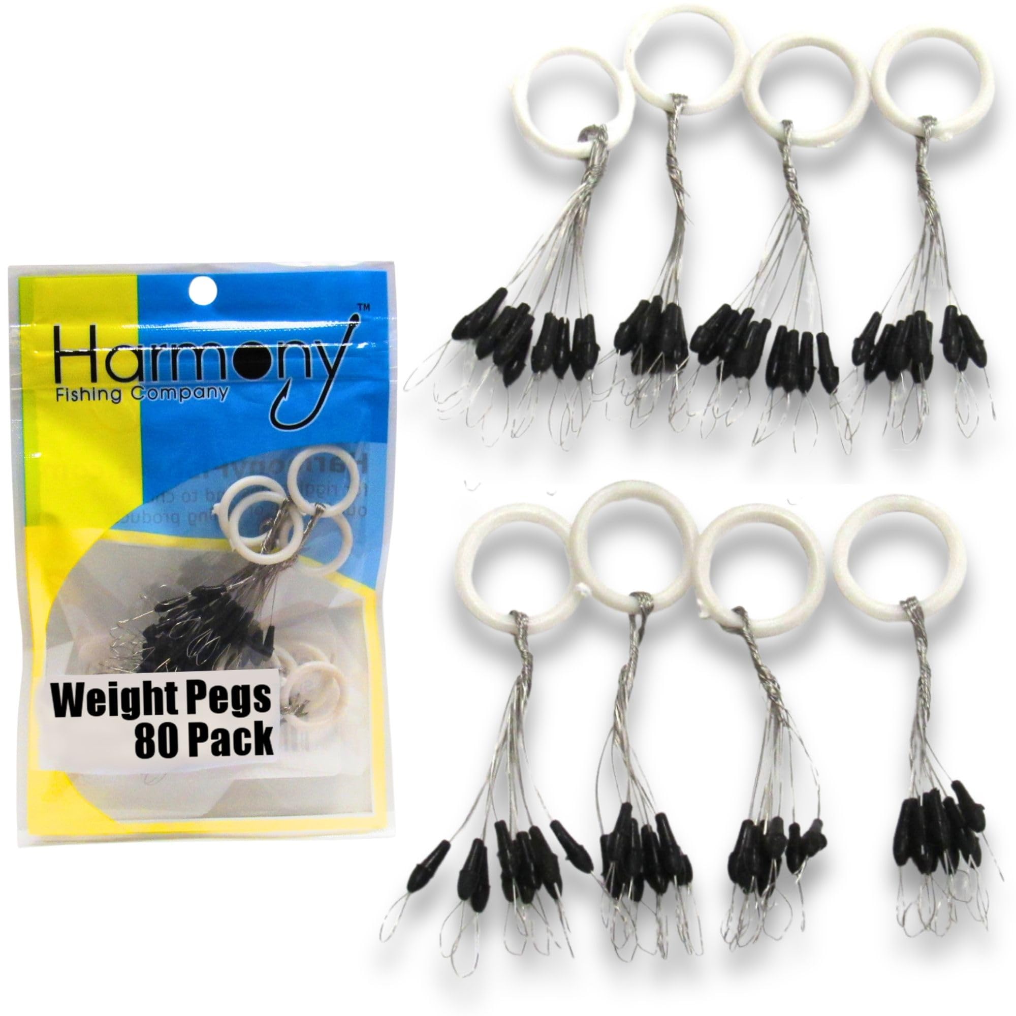 Harmony Fishing - Weight Pegs for Lead or Tungsten Worm/Flipping Weights (8 Pack = 80 Pegs)