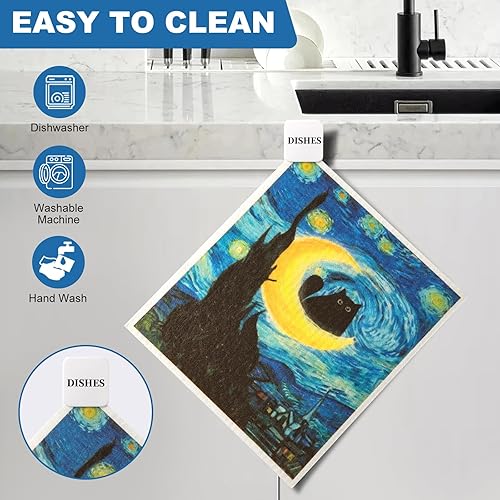 Miniatura 6 de Paquete de 8 paños suecos para cocina, paños suecos reutilizables para lavar platos, absorbentes, de secado rápido, toallas de papel reutilizables,