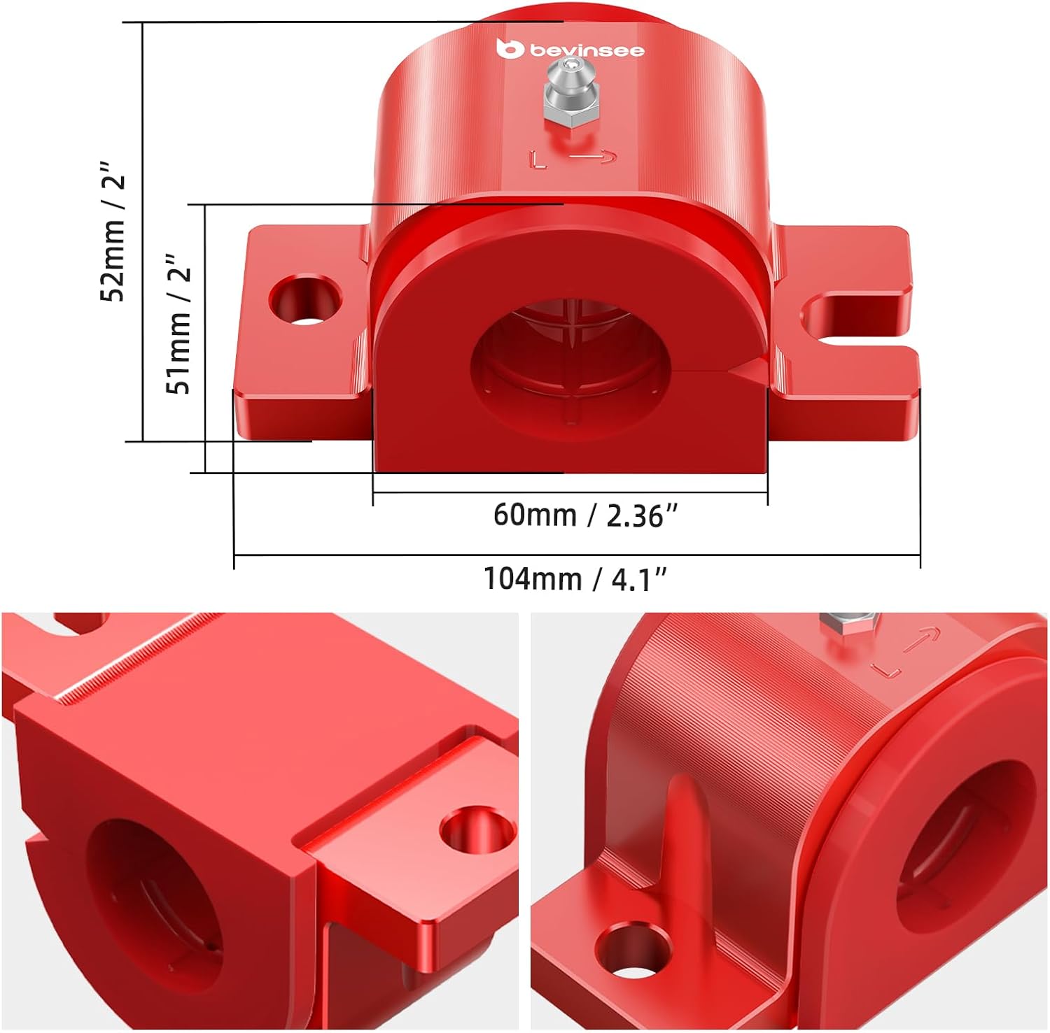 Bevinsee Front Suspension Stabilizer Bar Bushings Kit Compatible with Toyota 4Runner 2010-2024 Compatible with FJ cruiser 2010-2014, Replacement for 48824-60190, Red