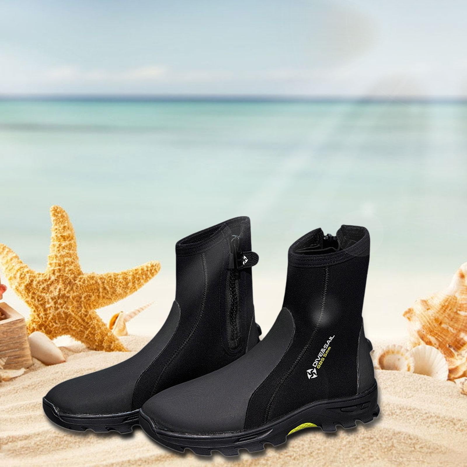 Bottes de Plongée Bottillons En Néoprène Chaussures de Mer Chaussons Antidérapants avec Fermeture Éclair et Semelle En Caoutchouc Adapté pour La
