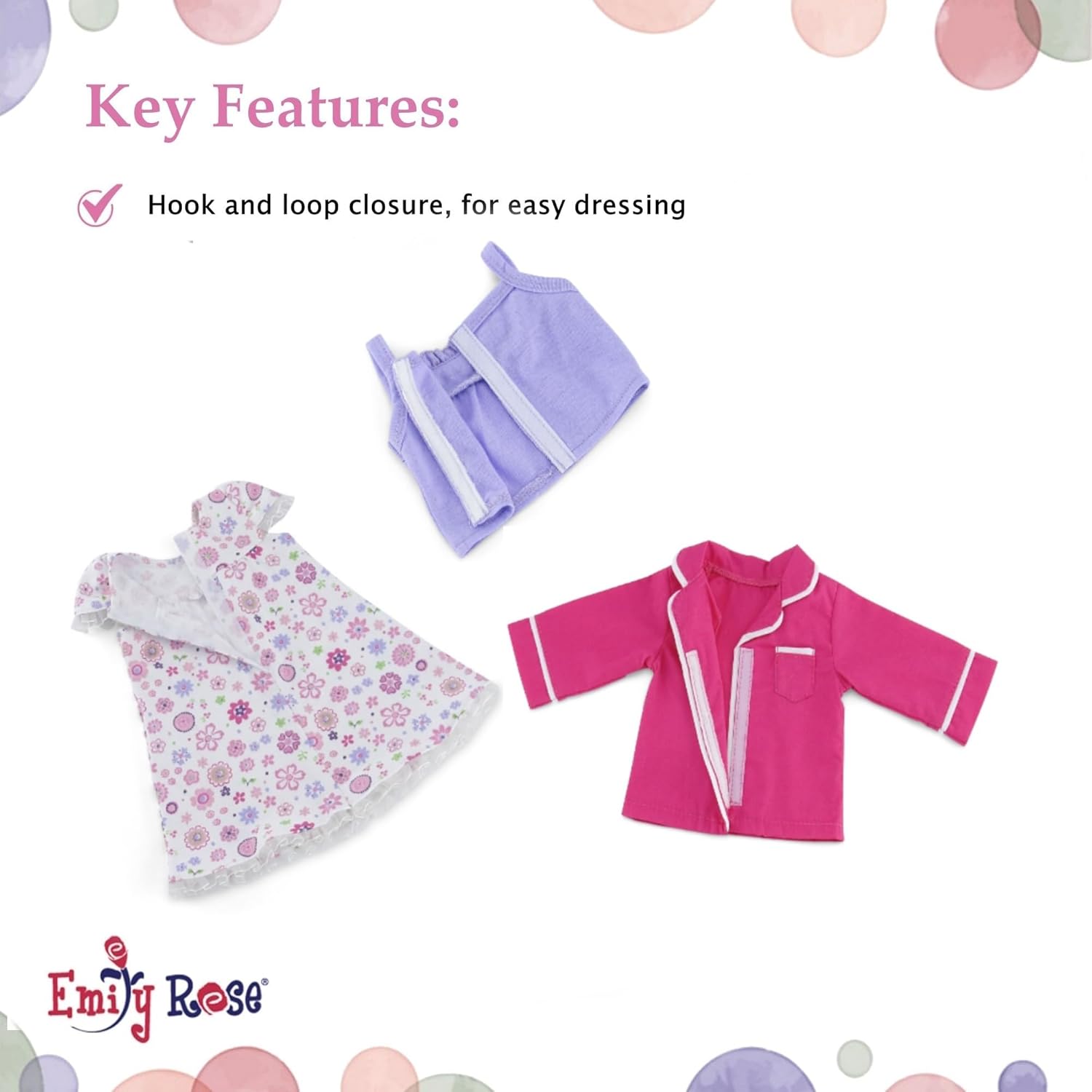 Emily Rose 18 Inch Doll Pajamas Bundle - 7 Piece Cozy PJs Set with Teddy Bear & Eye Mask