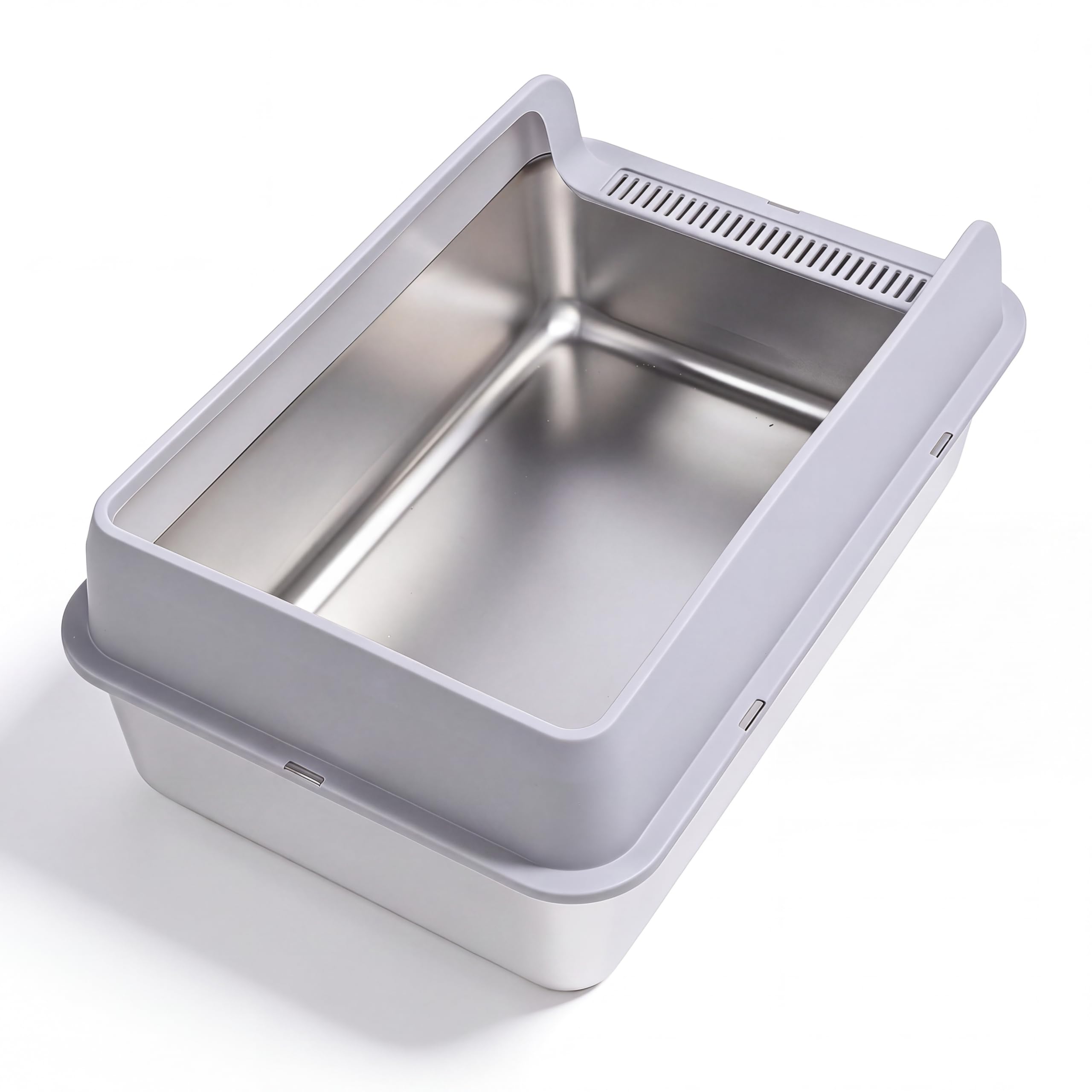 Bandeja Sanitaria para Gatos de Acero Inoxidable con Paredes Altas y Recogedor