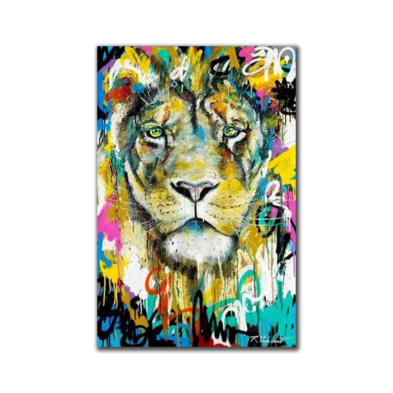 Amazon.co.jp: ジャングルの王ライオンキャンバス絵画動物ポスターと