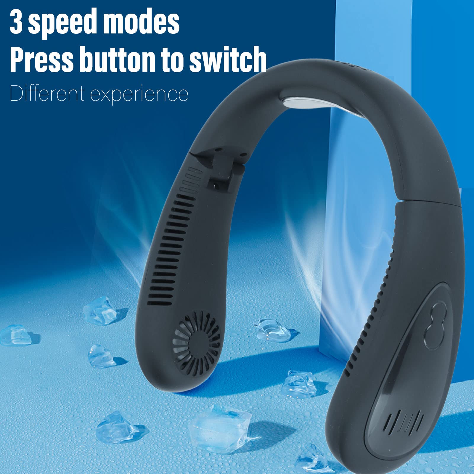 Ventilatore da Collo, 5000mAh Display LED Ventilatori da collo Pieghevoli Portatili Ricaricabili, Regolazione a 3 Velocità Ventilatore Personale a Mani Libere, Alimentato Tramite USB, Ventilatore da C
