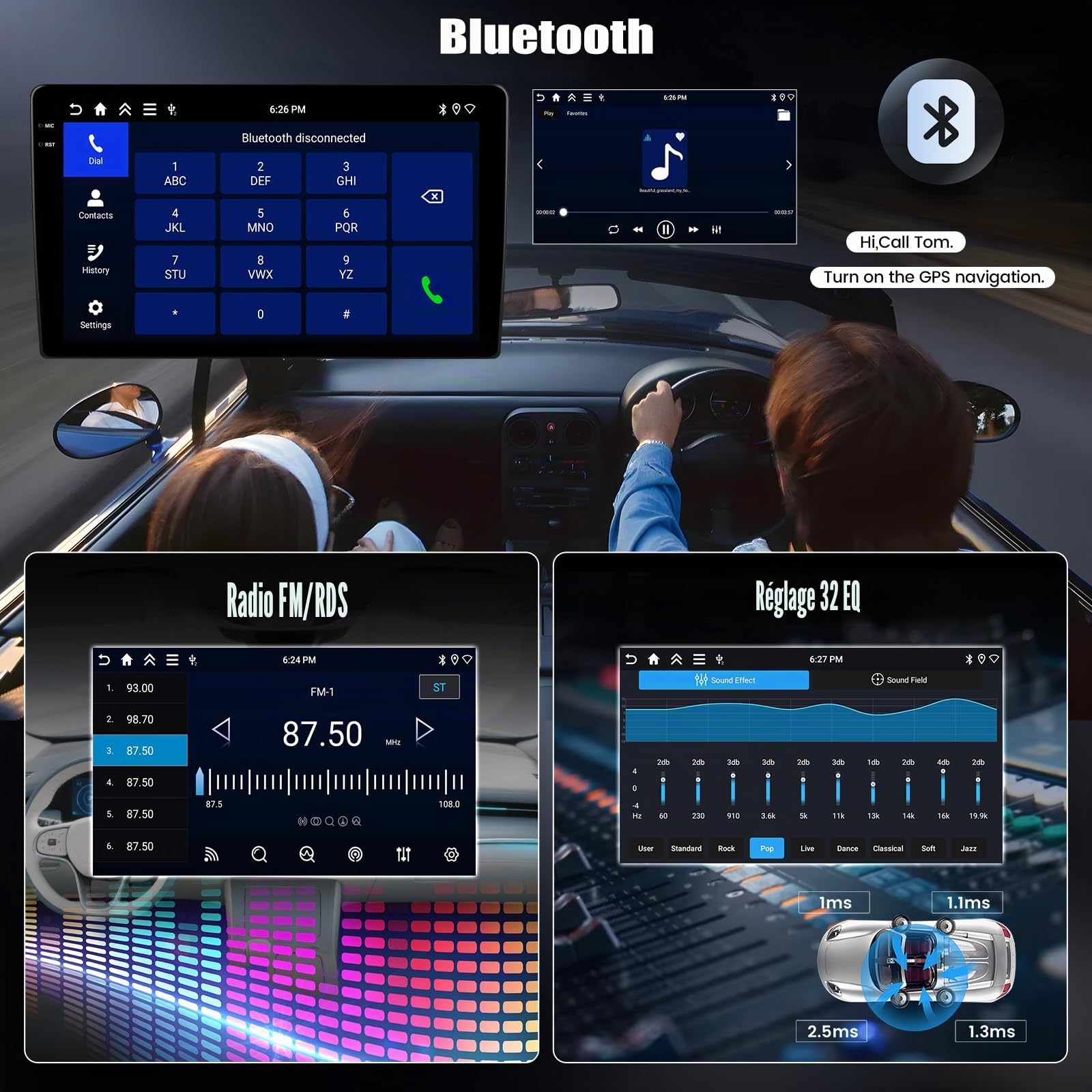4+64G Android 15 Autoradio CAMECHO Radio pour Renault Trafic 3 2014-2021
