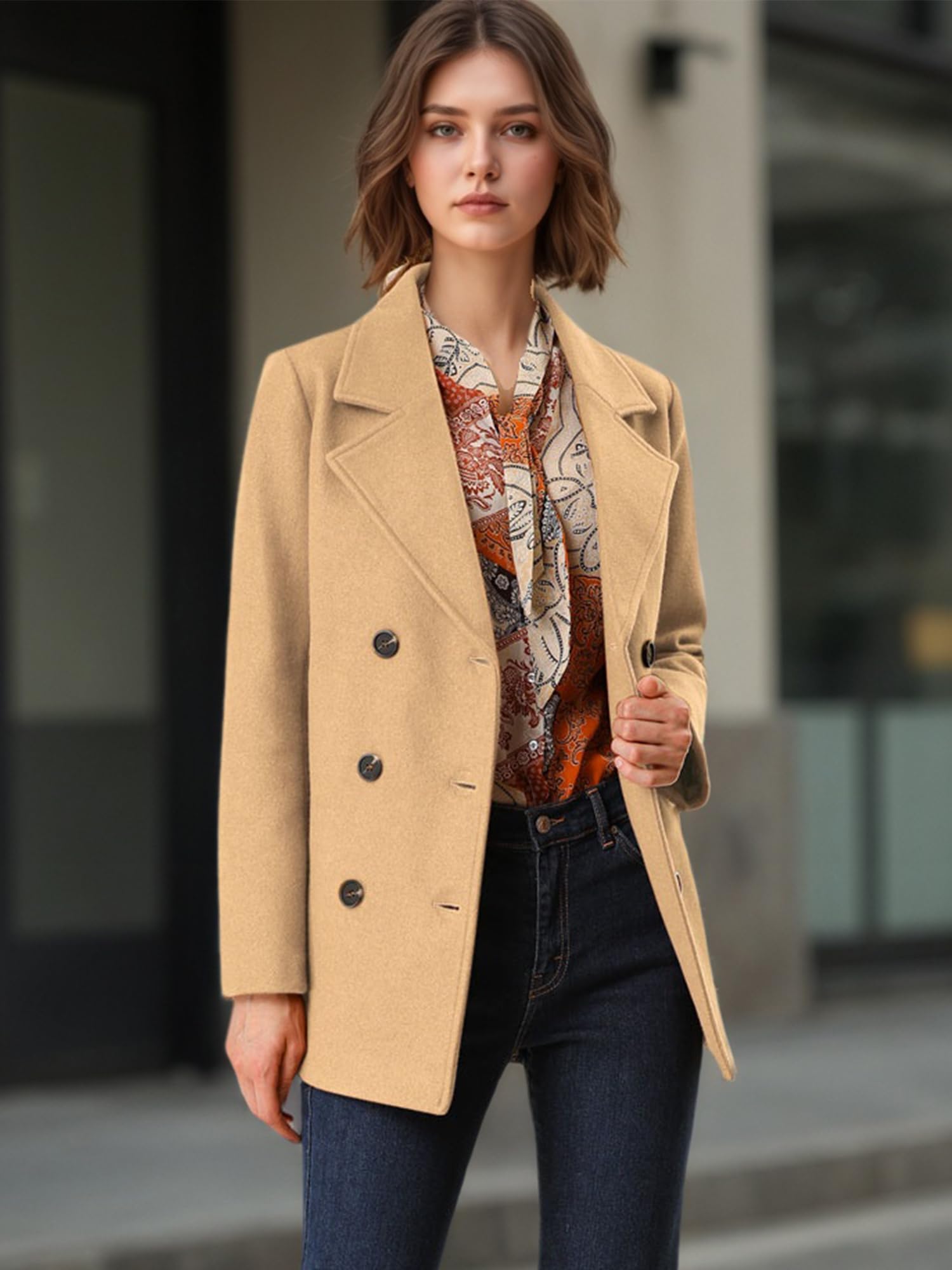 Allegra K Cappotto donna giacca marinaio