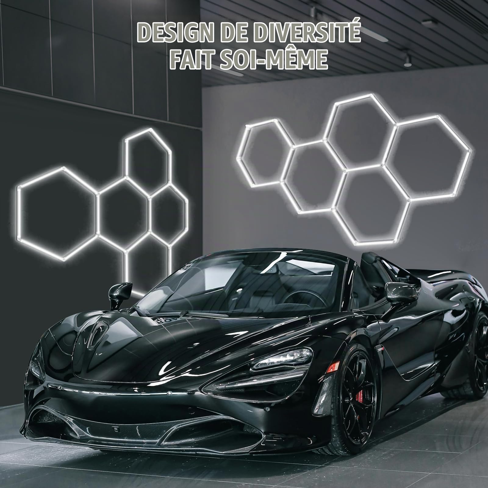 LIROPAU 5 Trous Plafonnier LED Hexagonal Garage 192W | Lumière LED Atelier Ultra-Lumineuse 20160LM, 6500K Lumière du Jour, Éclairage Déformable