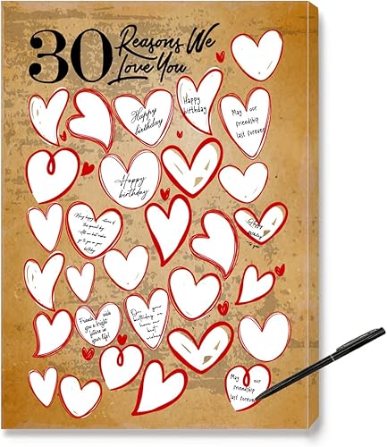 Lienzo para invitada de 30 razones por las que te amamos, para ella, hombre, mujer, hermana, amiga, familia, gran decoración de fiesta de 40