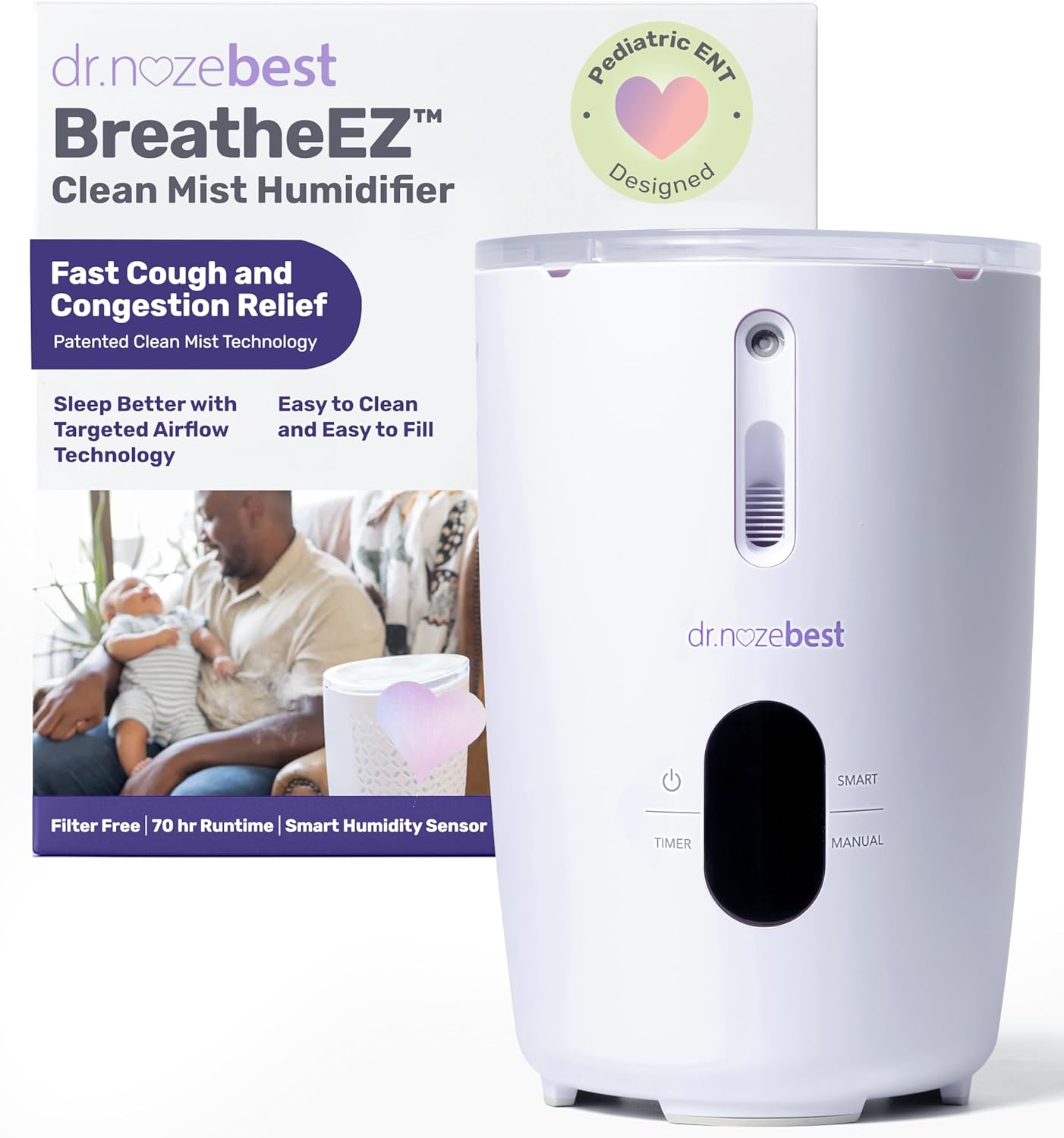 Dr. Noze Best | BreatheEZ - Humidifier | Pediatric ENT-Designed Baby Care | Targeted Humidity | No Standing Water | Clean Mist Humidifier