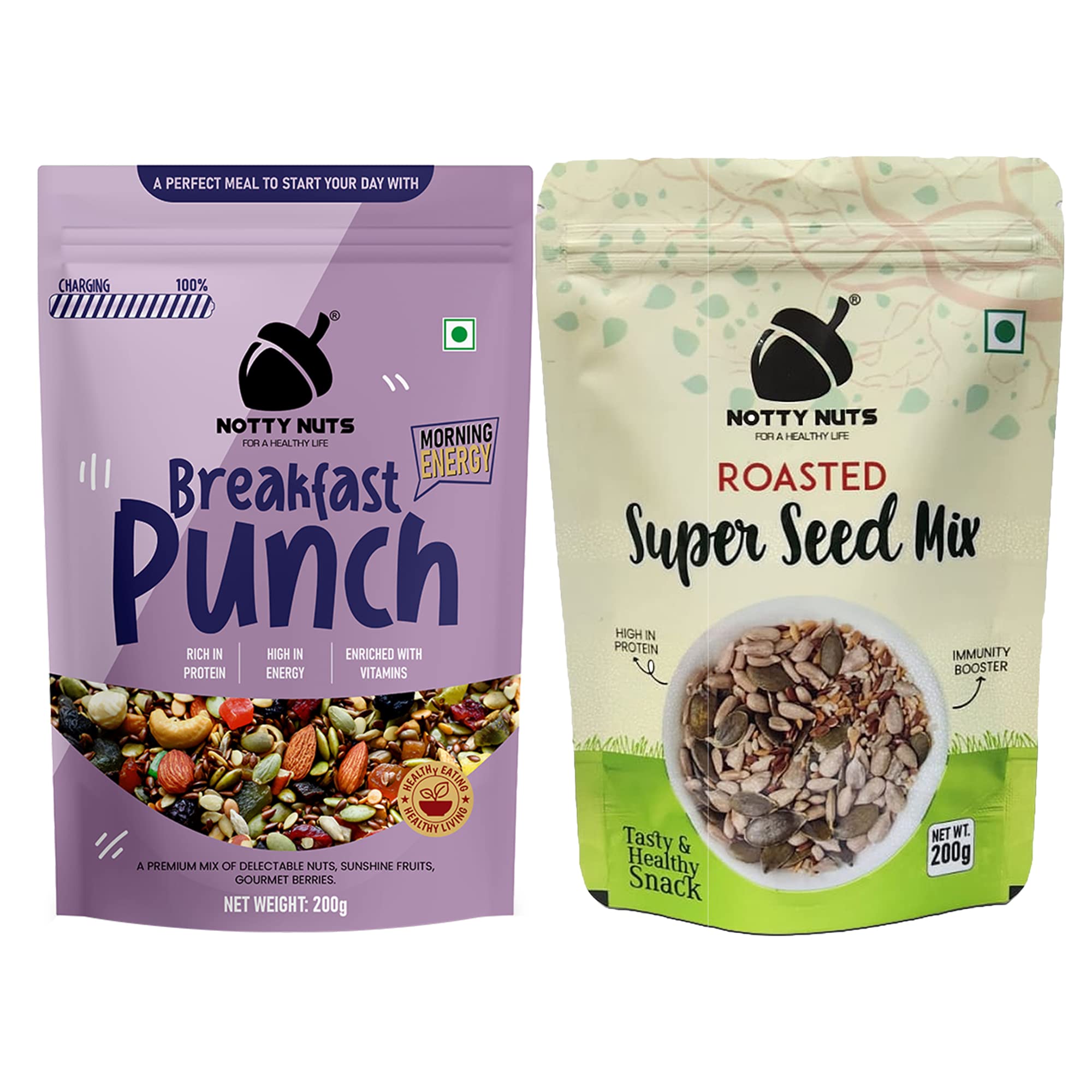 Notty Nuts -FOR A HEALTHY LIFE Super Seed Mix 200G And Breakfast Punch 200G Combo Pack (B0BT1WNJCK) Amazon Price History, Amazon Price Tracker