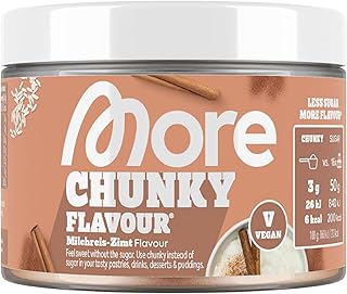 MORE Chunky Flavour, Milchreis Zimt, 150 g, vegan, Geschmackspulver zum Süßen, ohne viel Zucker und Kalorien, mit Inulin und Laktase - made in Germany