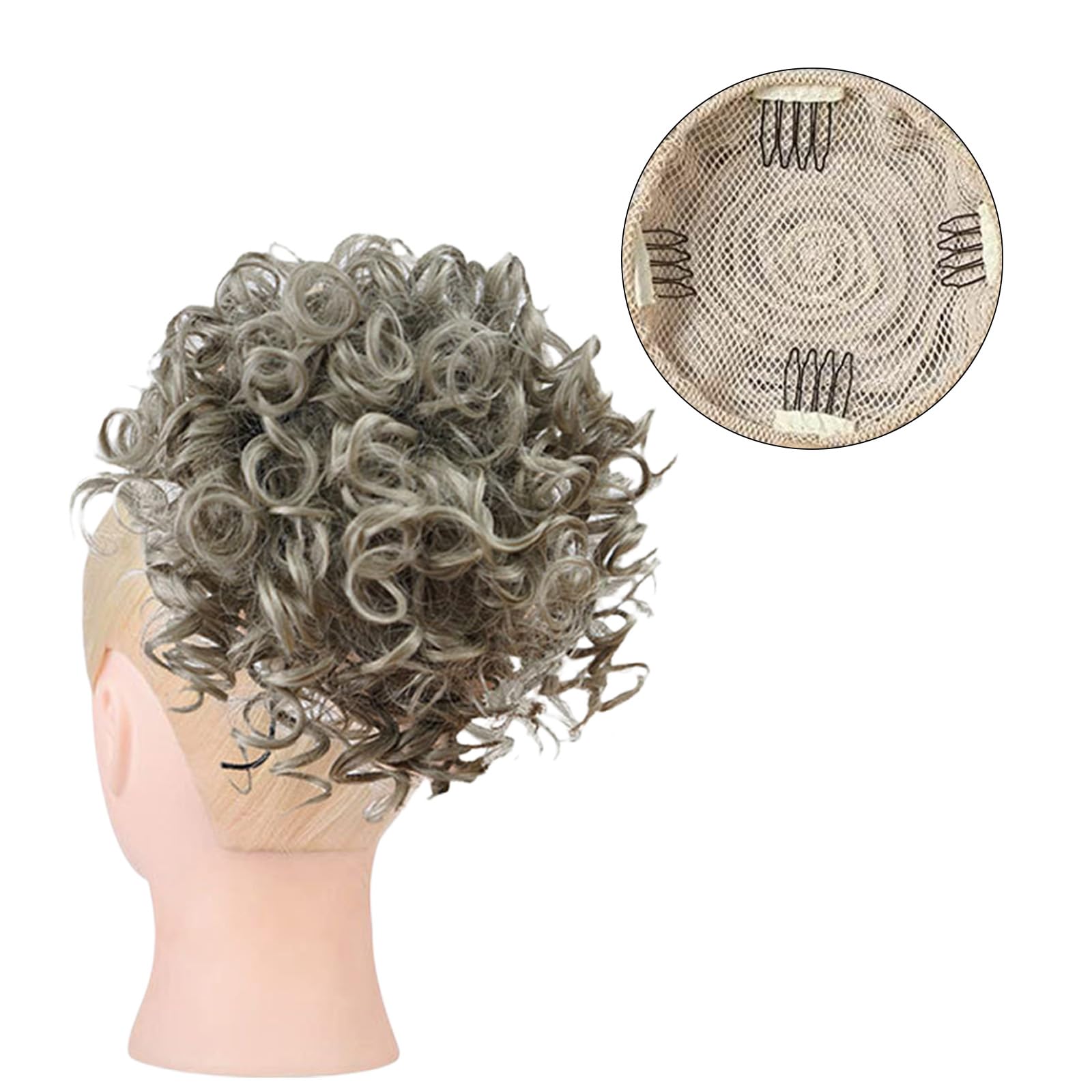 Messy Bun, Short Curly Drawstring ,Extension Loose Bun Hair ,Pieces for Women High Temperature Synthetic Bun Extension 60g Black (88-171) - Image 2