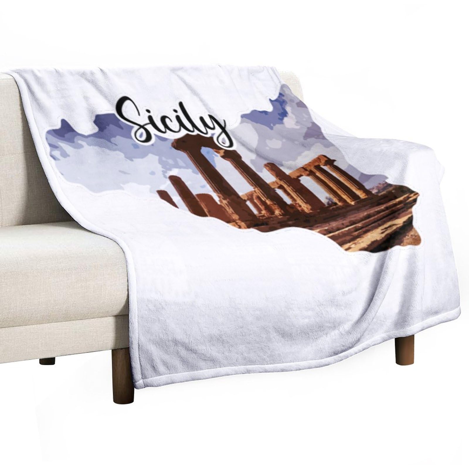Couverture polaire Sicile en microfibre premium douce et respirante motif imprimé