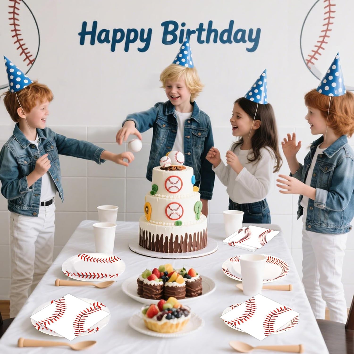 40 Pcs Baseball Plates and Napkins Sets - Baseball Party Supplies, Disposable Paper Dinner Plates and Napkin Tableware Kit for Sports Themed Baseballs Birthday Party Table Decorations, Serves 20