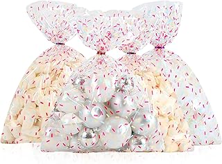 LEOSINDA 50枚 10X13インチ ギフトラップ セロハンバッグ 3色ドット テーマパーティー セロファン キャンディバッグ ベビーシャワー 結婚式 ブライダルパーティー ギフト 装飾 誕生日テーマ 花 卒業装飾