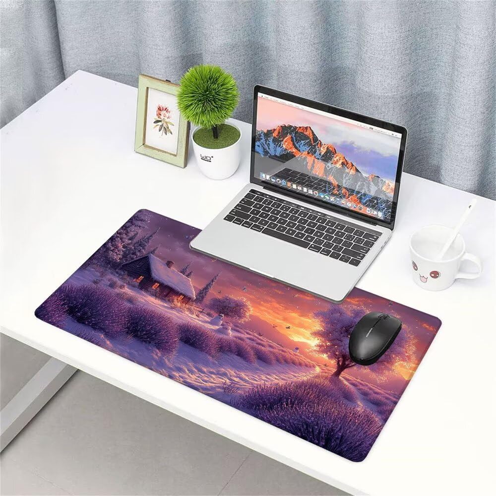Tappetino Scrivania viola, Tappetino Gaming 1000x500x3mm Mouse Pad Vista, Antiscivolo Tappeto Mouse, Accessori Gaming, Ufficio Accessori, Migliora la Precisione e la Velocità, per Ufficio e Casa f-479