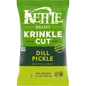V8 Grillo's Pickle Bloody Mary Mix, 8 fl oz Can (6 Pack) & Kettle Brand Krinkle Cut Dill Potato Chips, 7.5 Oz