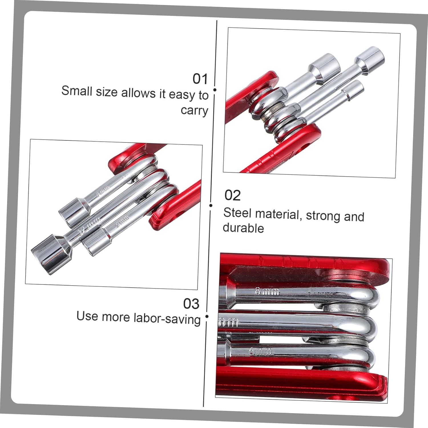 1set Folding Socket Tool Kit for Bicycle Repair Chrome-vanadium Portable Design Includes to Sockets for Easy Maintenance