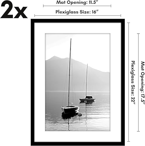 Vista 215 de Americanflat Portarretratos de 8 x 12 pulgadas con plexiglás pulido, juego de 2 portarretratos de 6 x 8 pulgadas con paspartú o para fotos de 8 x 12