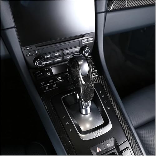Miniatura 7 de Funda de fibra de carbono real para el cabezal de cambio de marchas, compatible con MACAN 718 911, Panamera Cayman Boxster 2009-2021, accesorios de