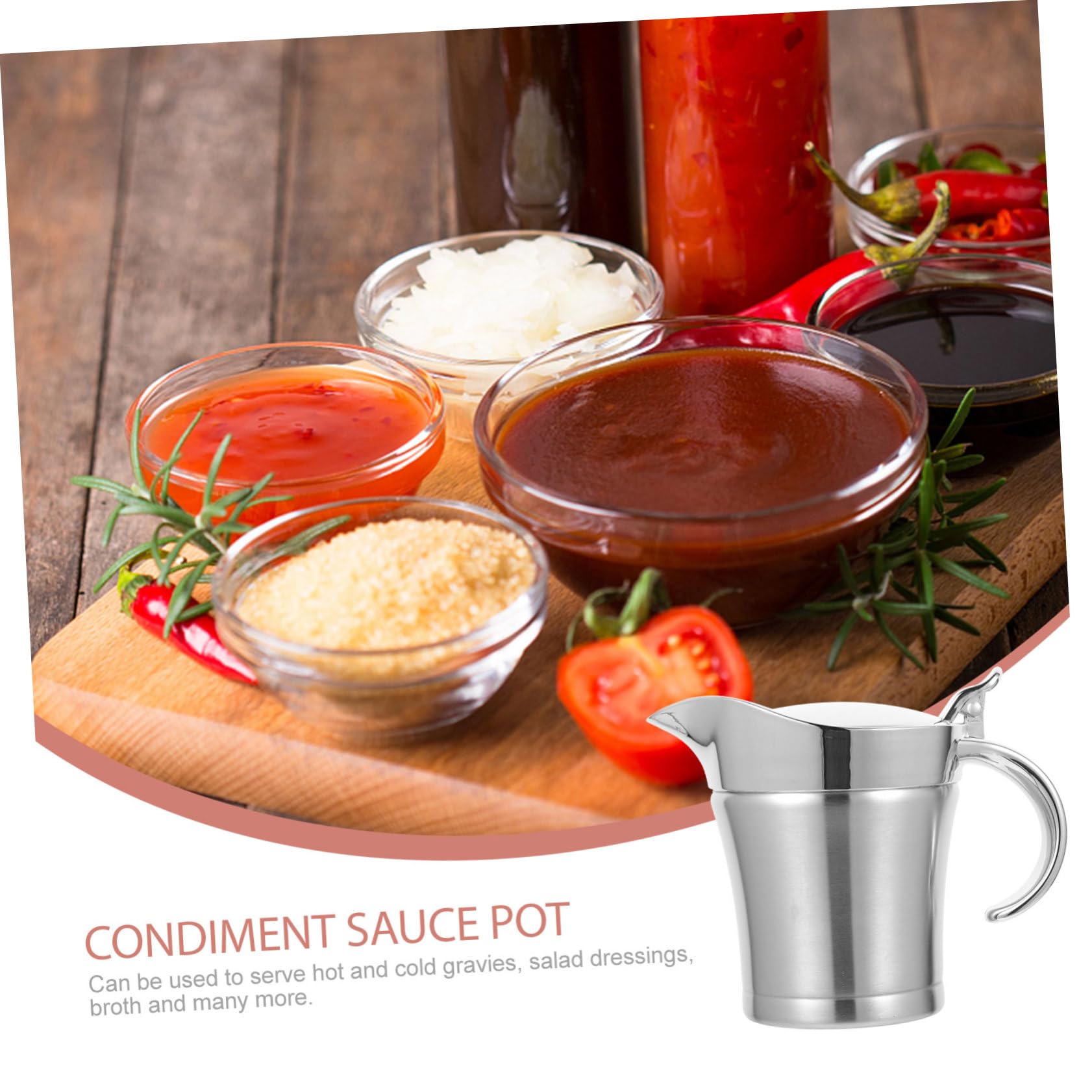 Dispensador de Salsa para Servir de Acero Inoxidable 500ml Vertedor Conveniente y Diseño Antigoteo para Cocina y Mesa