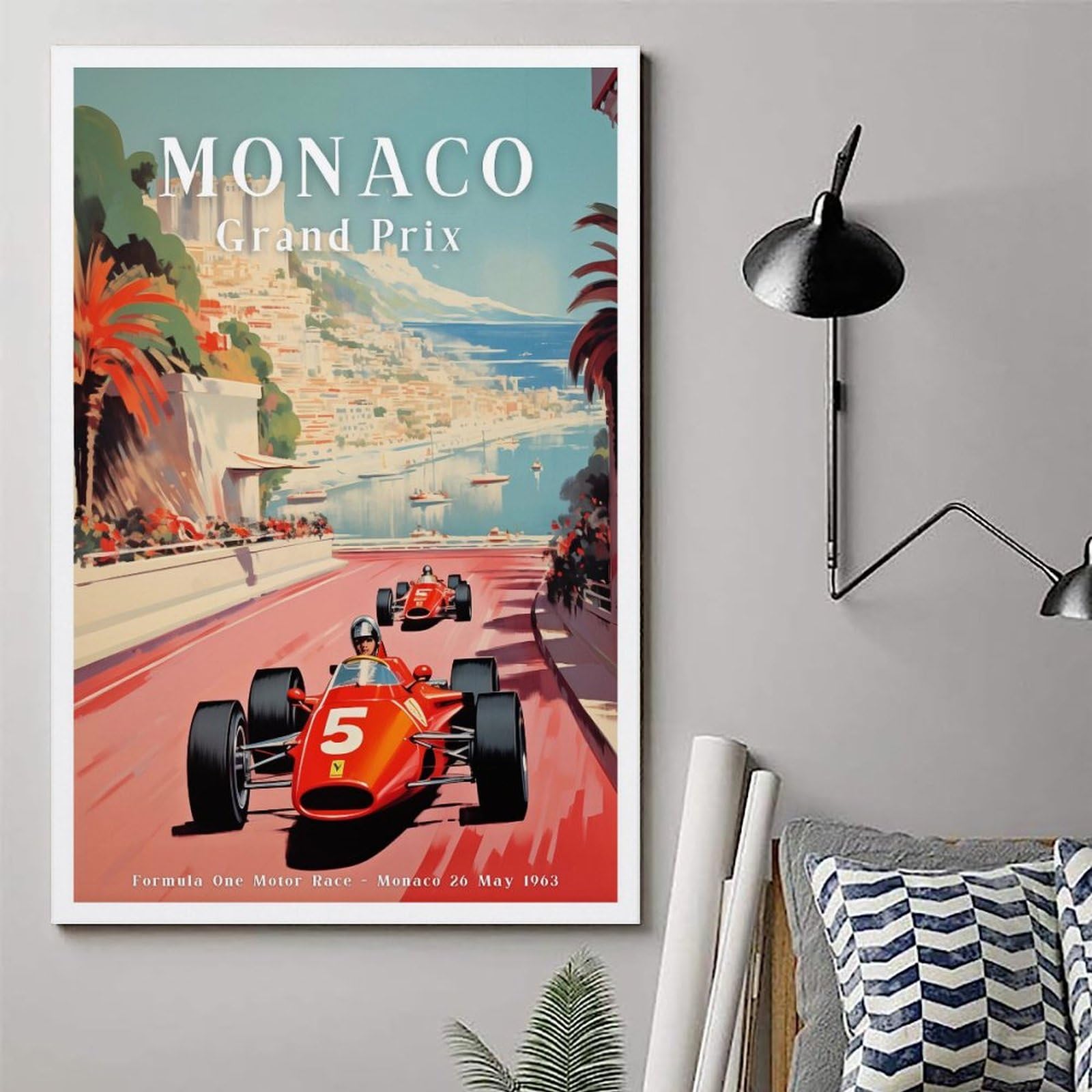 LONGRUi F1 Racing Zwart-wit Fotografie Retro Poster Poster Decoratief Schilderen Canvas Muur Posters En Kunst Foto Print Moderne Familie Slaapkamer Decor Posters 30 x 45 cm