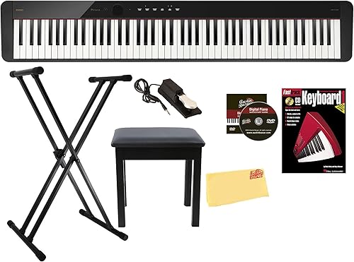 Casio Privia PX-S1100 - Paquete de piano digital con soporte ajustable, banco, pedal de sostenimiento, libro de instrucciones, DVD instructivo de