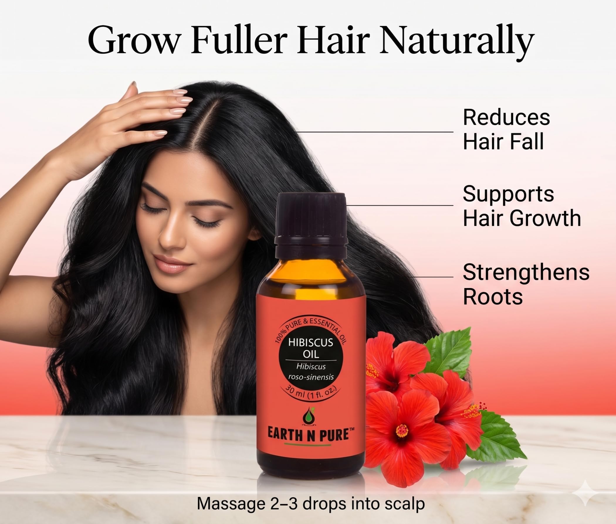 Earth N Pure Hibiscus Hair Oil | Cold-Pressed Hair & Scalp Oil | Frizz Control | For Curly & Coily Hair | Soft, Shiny Hair | Vegan & Cruelty-Free | 30ml 2