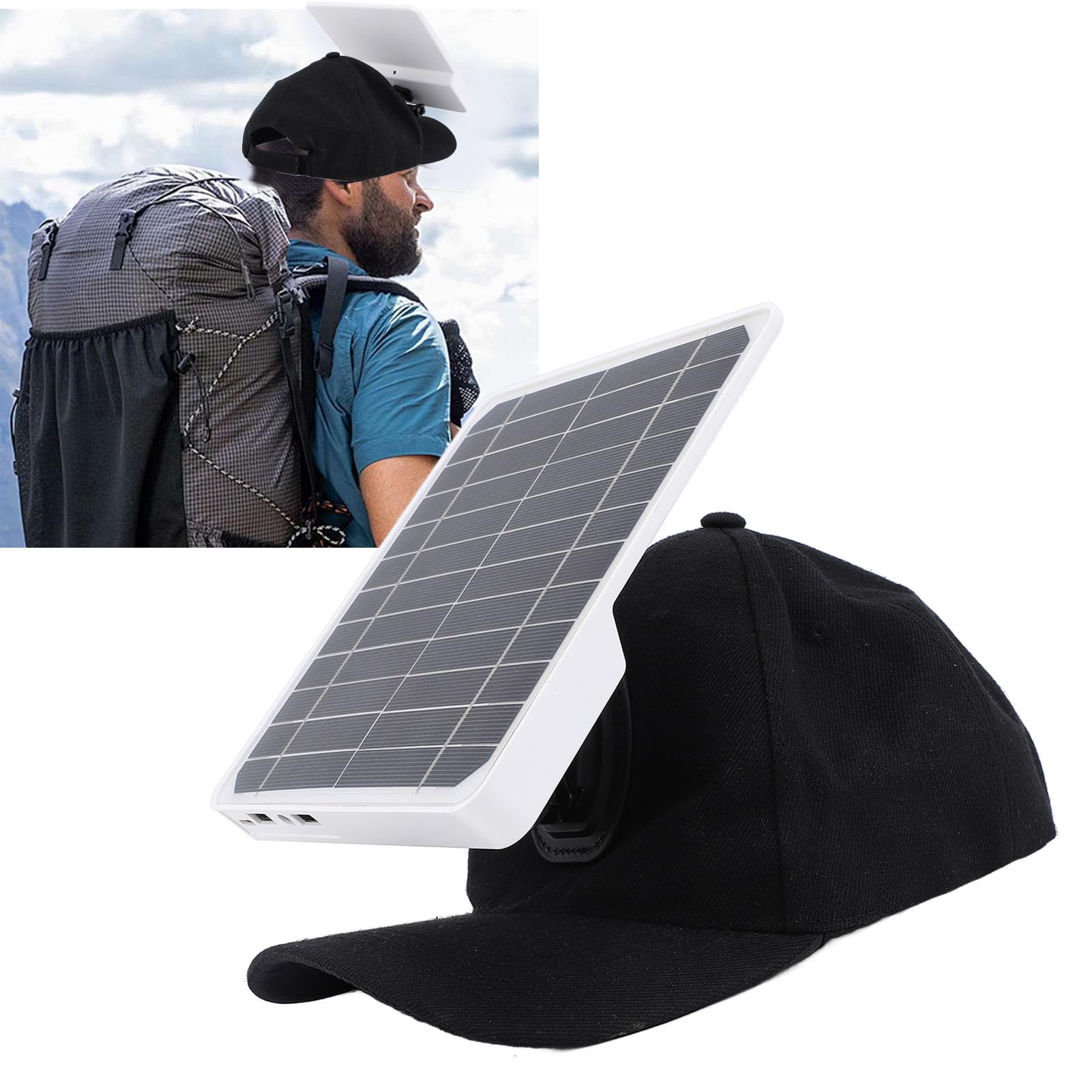 **Mtlavishness Panel Solar de 20W con Sombrero Puertos USB Duales PD Rápido**