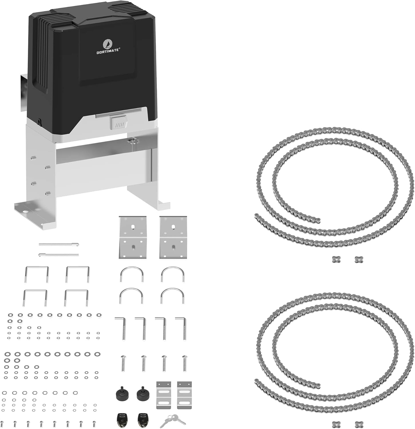 DORTIMATE DT2200L Automatic Gate Opener Kit, Chain Drive, 2 Remote Controls, Sliding Gate up to