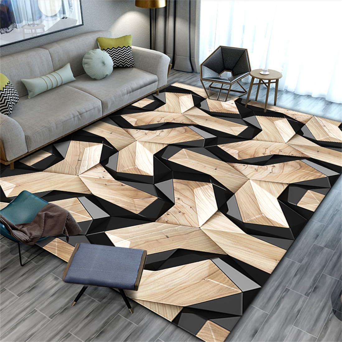 Tapis d'éveil art géométrique 170x240 cm, l'élégance minimaliste moderne
