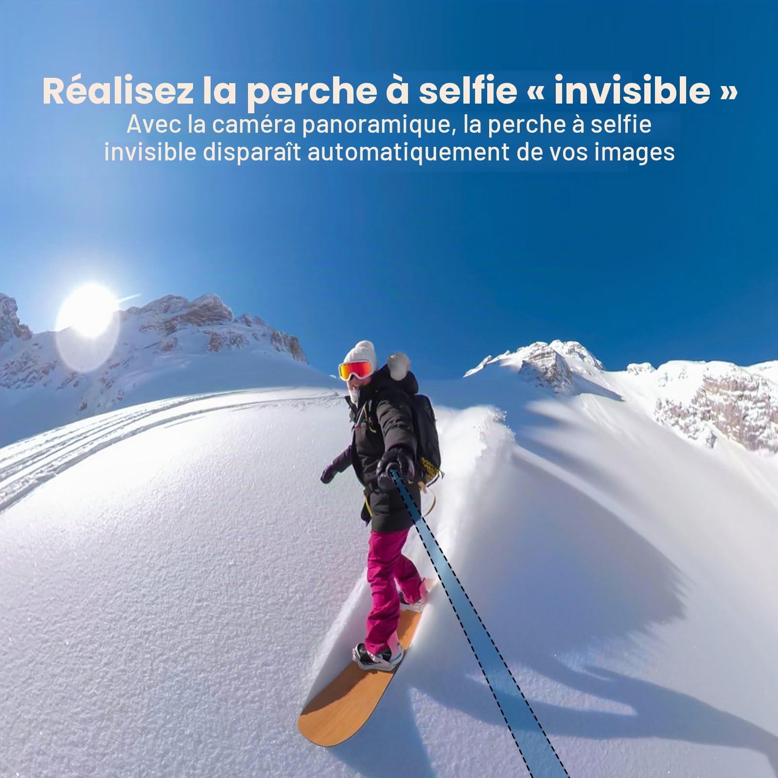 CAMOLOGEEK Perche à Selfie Invisible 3,0m/118 en Fibre de Carbone avec Montage 1/4" pour GoPro Hero 13, 12, 11, 10, 9, 8, DJI Osmo 360 Action 5 Pro 4 3 Insta360 X5, X4, X3