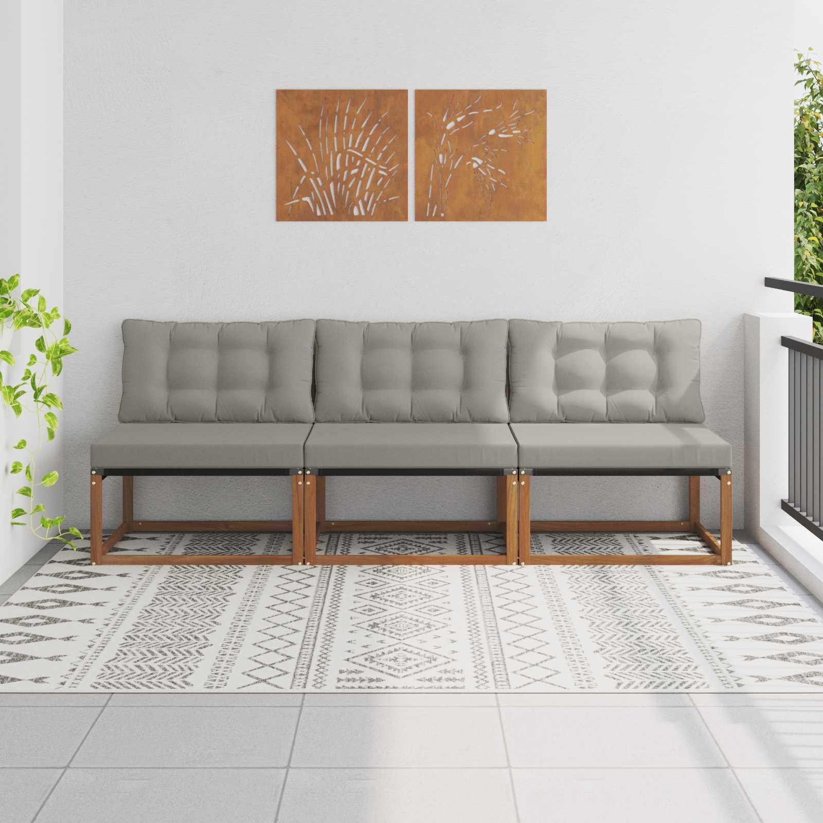 vidaXL 3 Pezzo Divano Centrale per Esterno, Set da Giardino in Legno di Acacia, mobili Moderni, Resistenti alle intemperie, Relax Versatile per Il Balcone