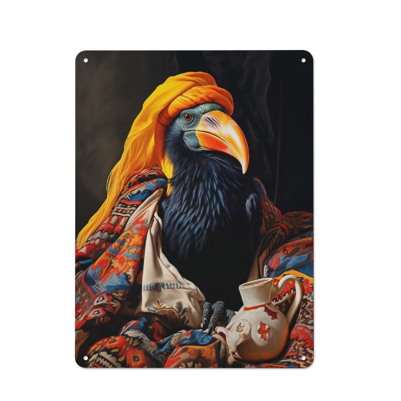 Junmoney Oriental Toucan Metal Plaque 40X30cm With For Garage Wall, Retro Decor, For Garage Decor Collectors Refreshing A Room In Autumn