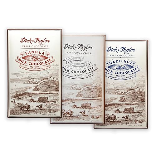Miniatura 4 de Dick Taylor Craft Chocolate Tríos de chocolate con leche  Regalo de chocolate con leche artesanal gourmet  Leche A2, sin soja, hecho a mano  Barras