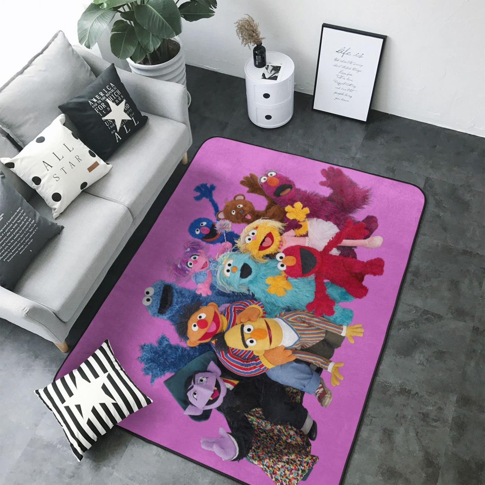Amazon | セサミストリート ラグ カーペット 防ダニ抗菌防臭洗える