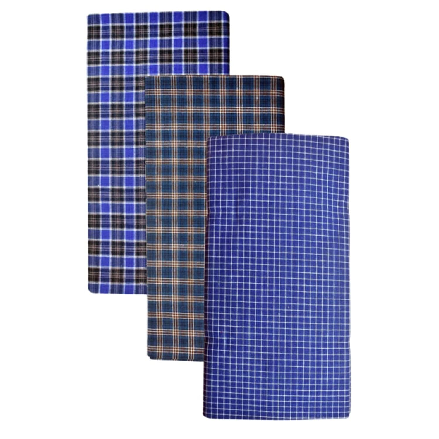 blue leaf Men's Cotton Multi Color Lungis (Set of 3)-picture-24