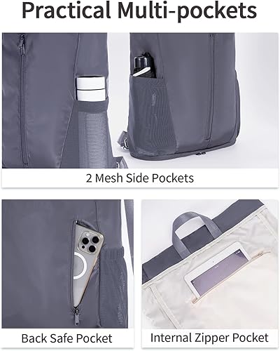 Miniatura 6 de sportsnew Mochila deportiva con cordón y compartimento para zapatos, mochila con cordón para mujeres y hombres, patente pendiente, Gris, Classic