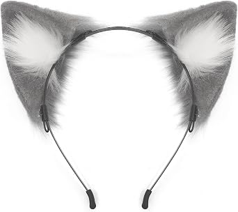 QinRuan Cat Fox Faux Fur Ears Headband Cute Halloween Fancy Dress Cosplay Handmade Animal Furry Ears Hair Hoop