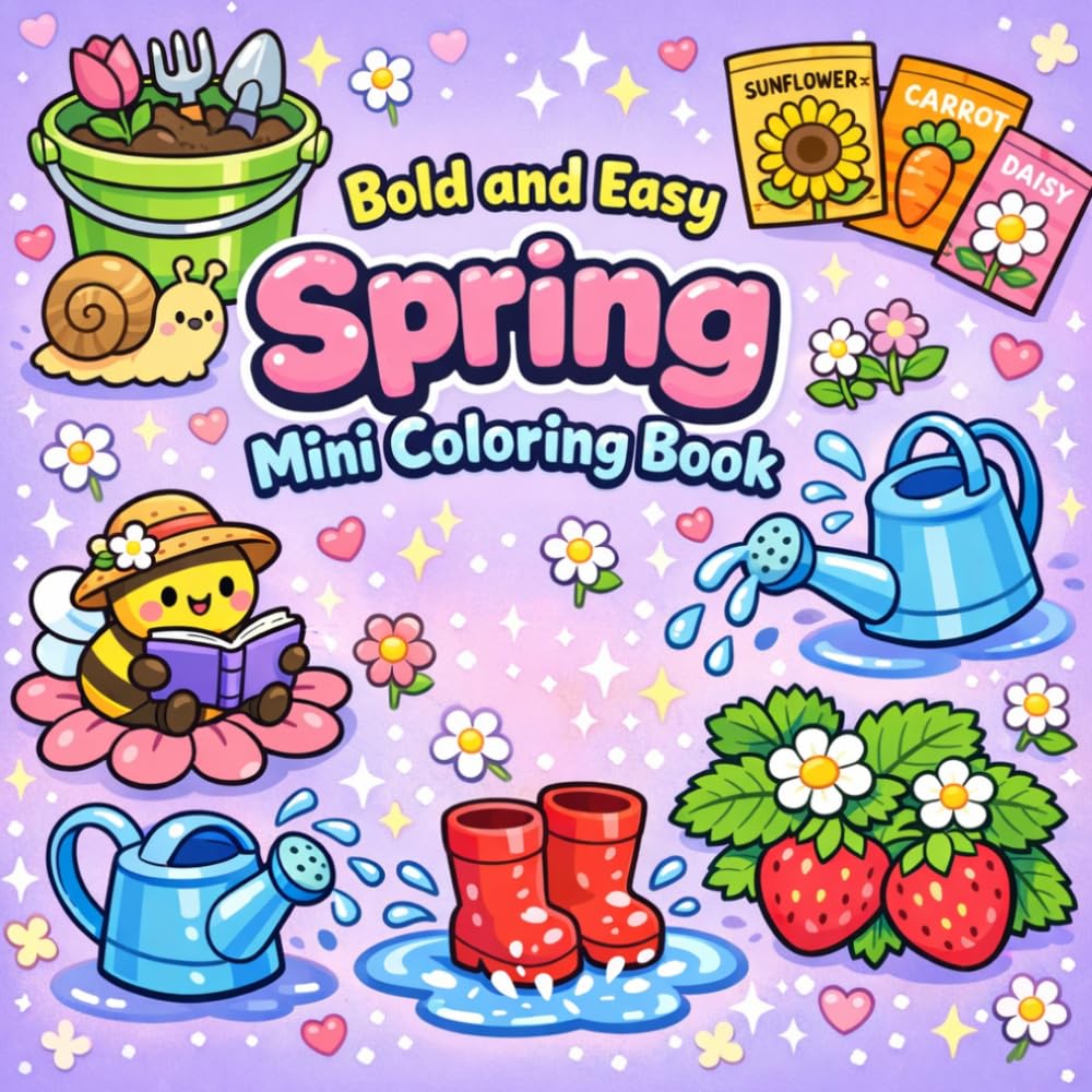 Bold and Easy Spring Mini Coloring Book: Cute, Simple Spring Designs for Relaxation and Fun (Bold and Easy Coloring Book)
